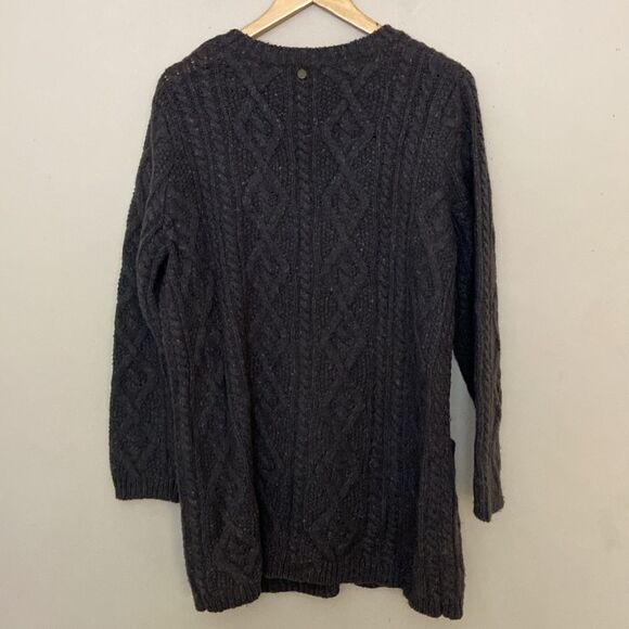 Soft Surroundings Gray Wool Blend Fisherman Cable Knit Tunic Sweater size L Cozy - Picture 2 of 8
